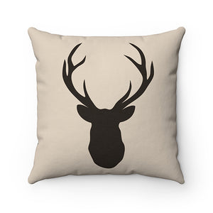 Tan & Brown Buck Deer Head Antlers Decorative Pillow for Cabin or Nursery - PIL73