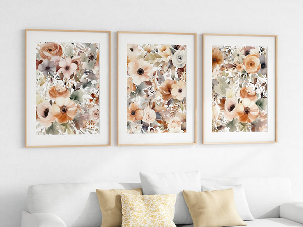 Boho Wild Flower Wall Art Print Set - HOME1114