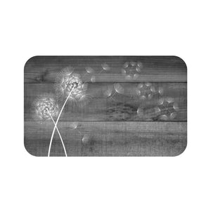 Gray and White Blowing Dandelion Memory Foam Mat - MAT12