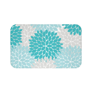 Aqua and Gray Flower Burst Memory Foam Mat - MAT14