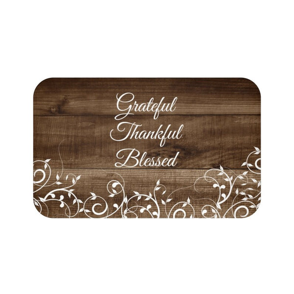 Rustic Brown "Grateful Thankful Blessed" Kitchen Memory Foam Mat - MAT94