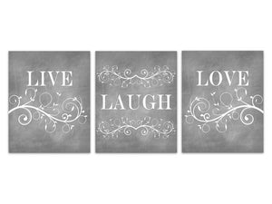 Home Decor Wall Art, Live Laugh Love Art, Gray Chalkboard Wall Art, Bathroom Wall Decor, Gray Bedroom Wall Art, Nursery Wall Art - HOME196