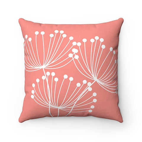 Coral Pillow Cover, Dandelion Throw Pillow, Dandelion Accent Pillow, Coral Home Decor, Dandelion Nursery Pillow, Dandelion Decor - PIL123