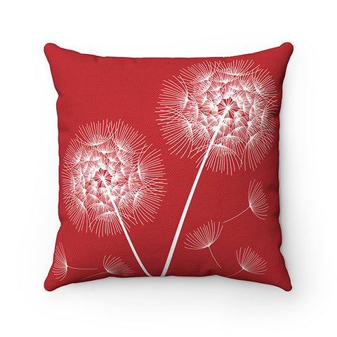 Dandelion Throw Pillow, Red Pillow Covers, Accent Pillow, Tropical Decor, Red Nursery Pillow, Dandelion Decor, Red Decor - PIL135