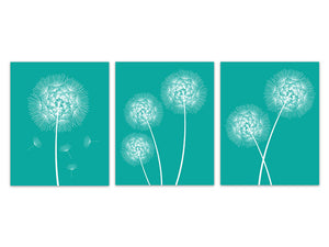 Home Decor Wall Art, Turquoise Dandelion CANVAS Art, Bathroom Wall Decor, Aqua Bedroom Decor, Dandelion Nursery Wall Art - HOME179